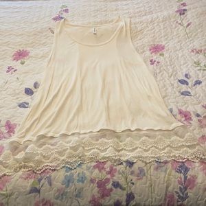 Sleeveless Blouse with Lace Detail at bottom